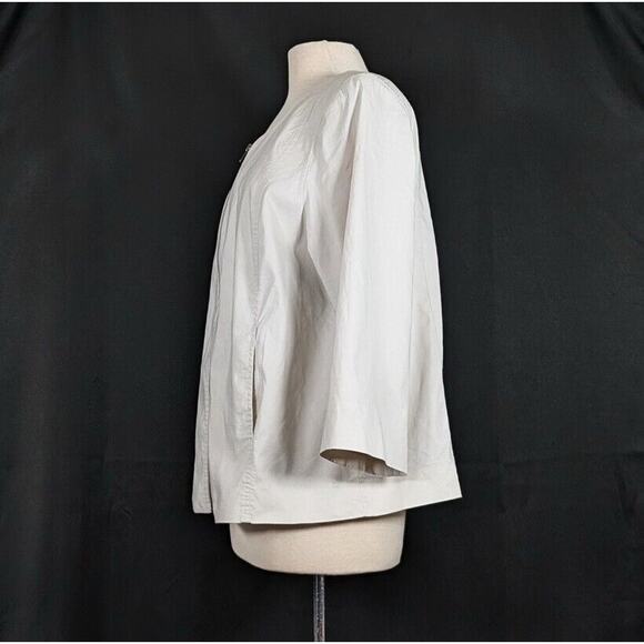 Eileen Fisher Jacket Tan Zip Front Lined Ramie Blend 3/4 Sleeve Women's 1X - Picture 3 of 7